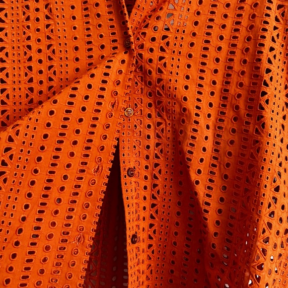 Zara Women's Rust Eyelet Blouse - Picture 2 of 3
